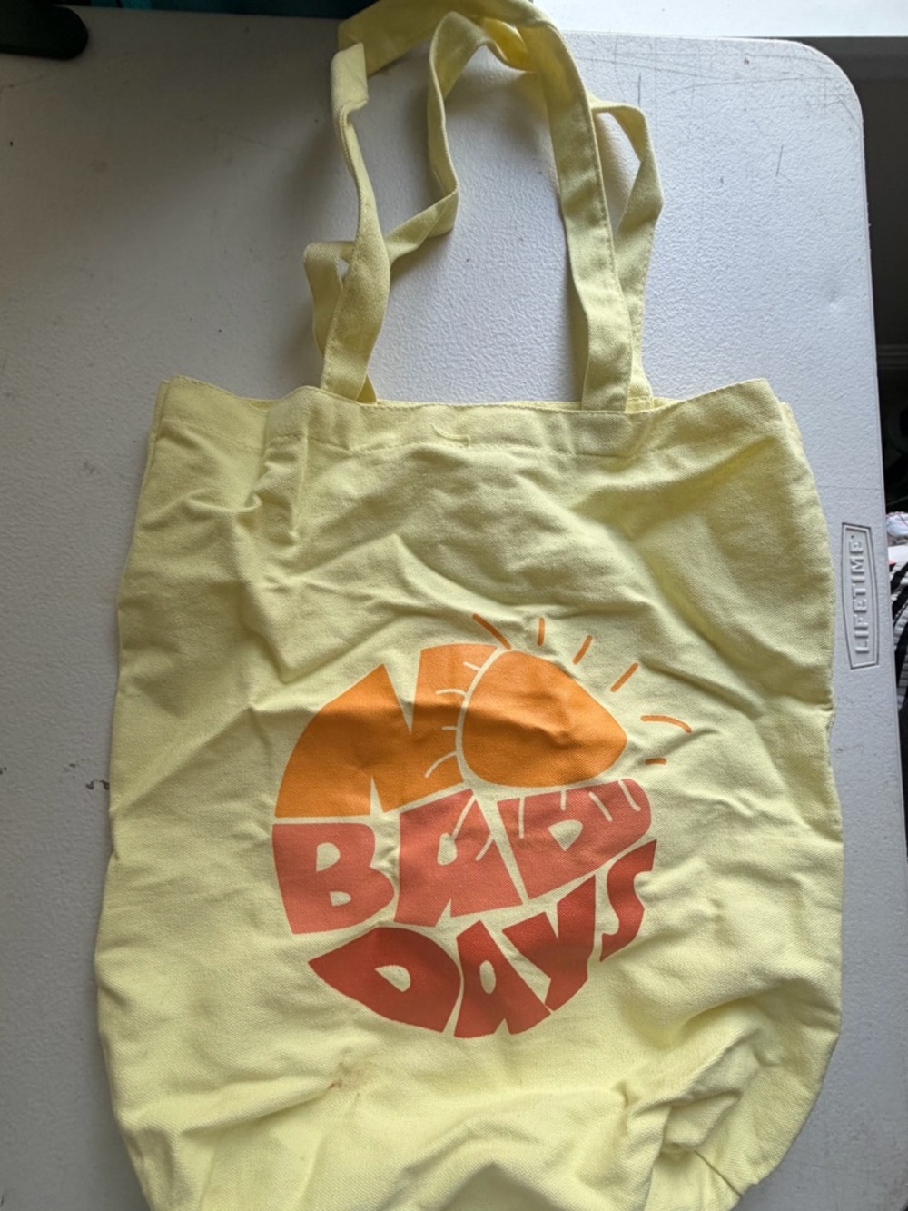 Yellow Graphic Cotton Tote Bag - 'Bad Days' Sun Design